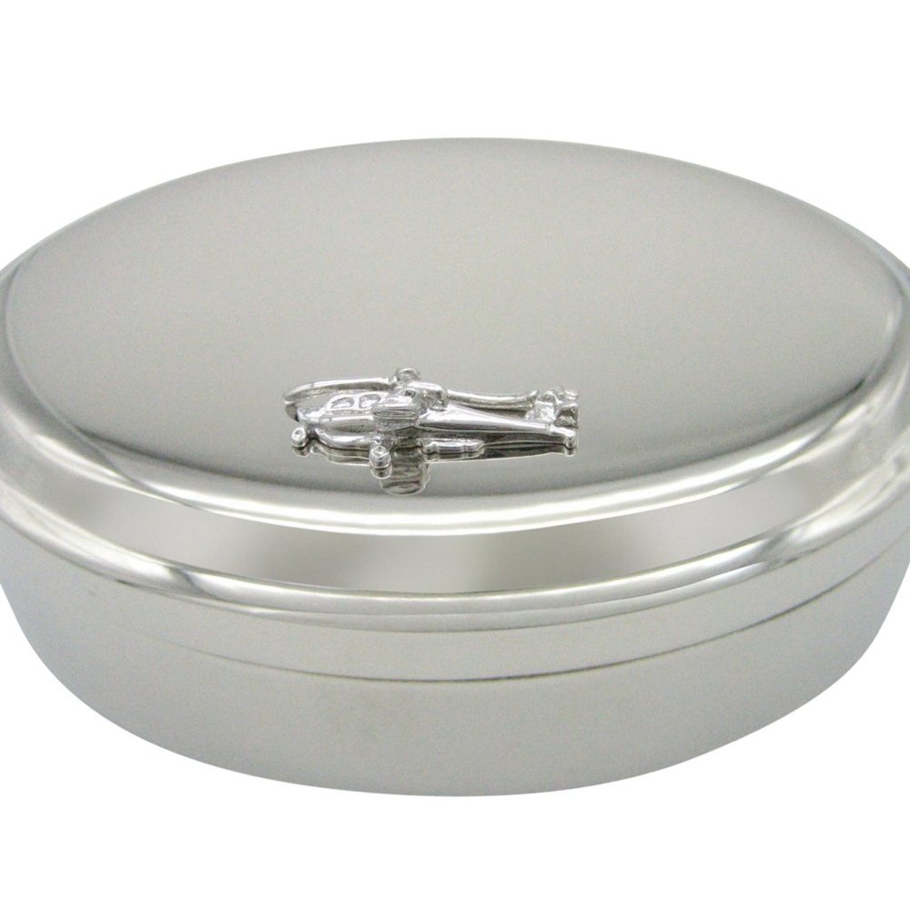 Apache Attack Helicopter Oval Trinket Jewelry Box - image 1